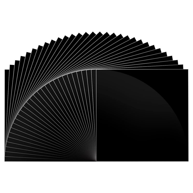 Huaxing Adhesive Vinyl Sheets-Glossy Black Permanent Vinyl (30 Pack; 12” x 12”) for Silhouette, Cameo Cutters, Signs, Scrapbooking, Craft Die Cutters - Image 1